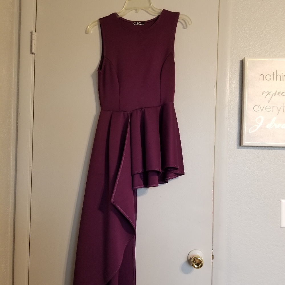 Plum Asymmetrical Peplum Blouse